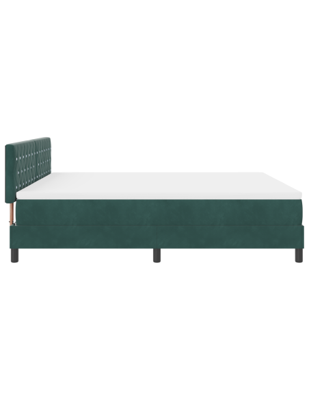 Letto Box Spring con Materasso e LED Verde Scuro 180x200 cm Velluto