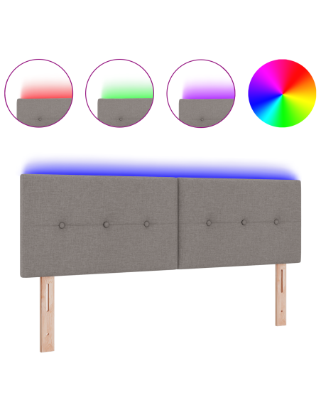 Testata LED  Pieghettata Tortora 72 cm Tessuto