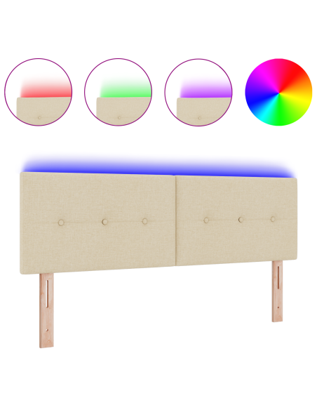 Testiera LED con luci a strisce a LED Crema 144 cm Poliestere