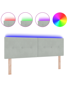 Testiera LED con testiera Grigio chiaro 144 cm Poliestere 2