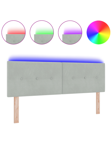 Testiera LED con testiera Grigio chiaro 144 cm Poliestere