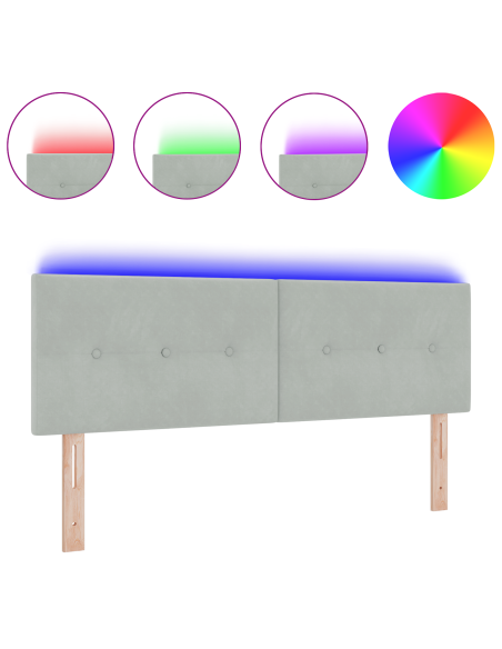 Testata LED  con bottoni imbottiti Grigio chiaro 72 cm in Velluto