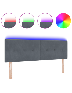 Testiera LED con luci a strisce a LED Grigio 144 cm Poliestere 2