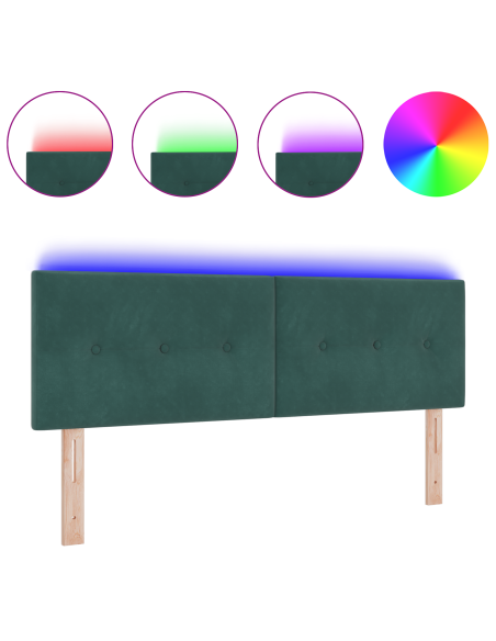 Testiera LED Con Bottoni Verde Scuro 72 cm Velluto