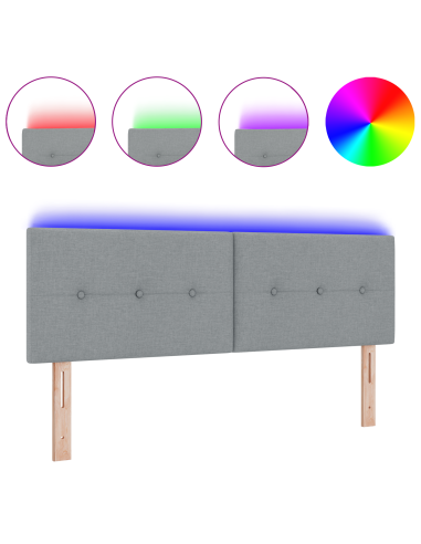 Testiera LED con testiera Grigio chiaro 160 cm Poliestere