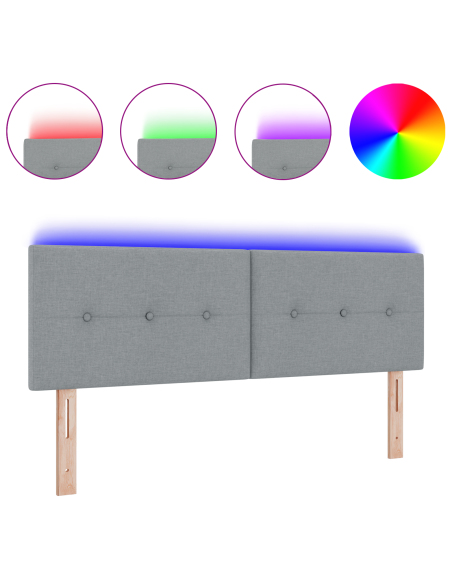 Testiera LED con testiera Grigio chiaro 160 cm Poliestere