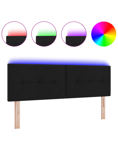 Testiera LED con luci a strisce a LED Nero 160 cm Poliestere