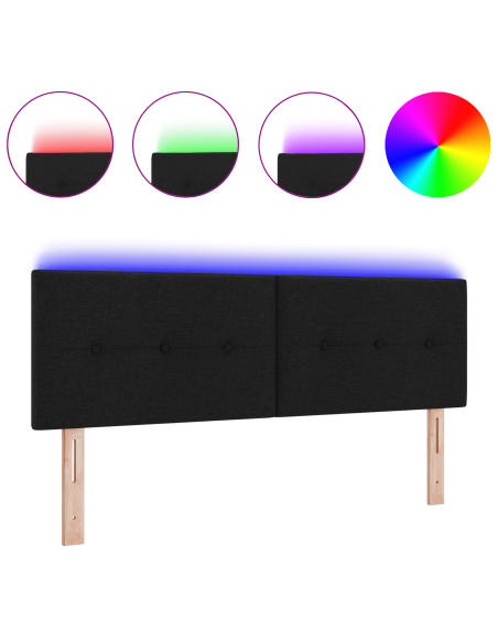 Testiera LED Imbottita con Bottoni Nera 80 cm Tessuto