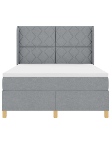 Letto a Molle con Materasso Grigio Chiaro 140x190 cm Tessuto