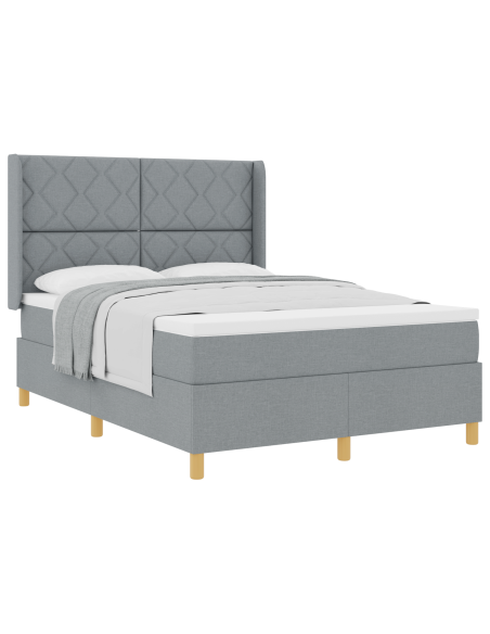 Letto a Box con Materasso Grigio Chiaro 140x200 cm Tessuto