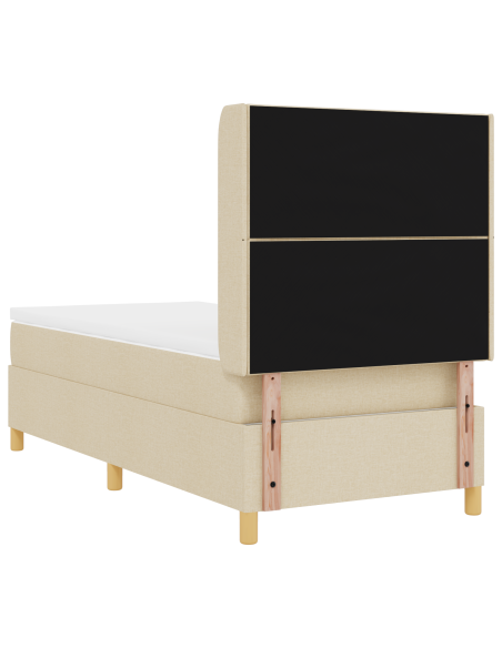 letto box spring  con materasso crema 100x200 cm in tessuto