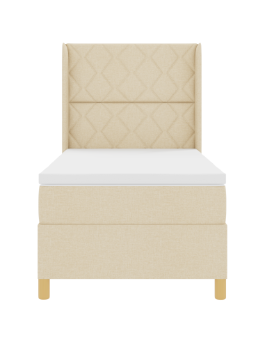 Letto a molle con materasso Crema 100 x 200 cm Tessuto