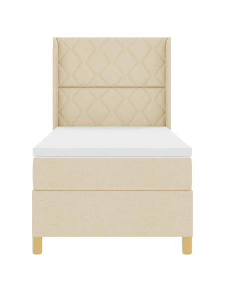 letto box spring  con materasso crema 100x200 cm in tessuto