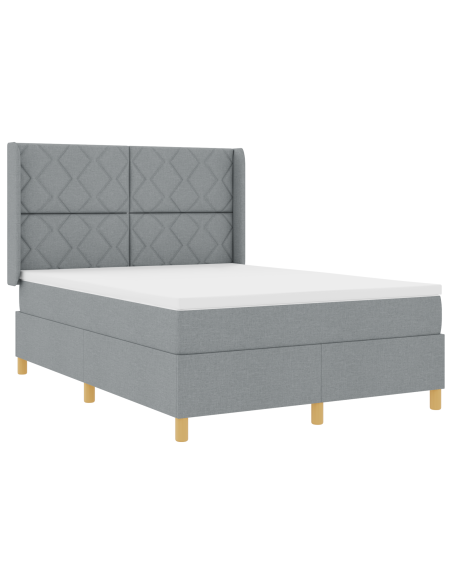 Letto a Molle con Materasso Grigio Chiaro 140x190 cm Tessuto