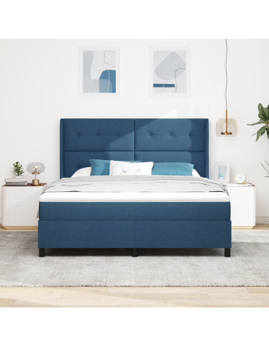 Letto a Sorgente LED con materasso Blu 180 x 200 cm Tessuto