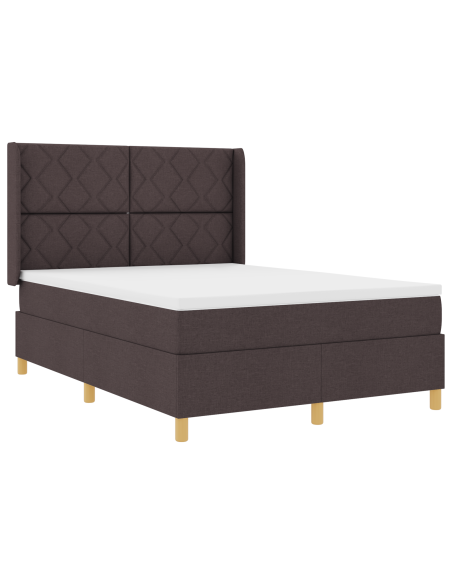 Letto Box Spring  con Materasso Marrone Scuro, 140x190 cm, Tessuto