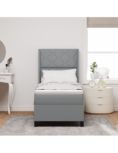 Letto a Sorgente LED Grigio chiaro 80 x 200 cm Tessuto