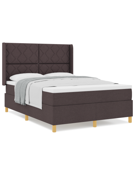 Letto Box Spring con Materasso Marrone Scuro 140x200 cm Tessuto
