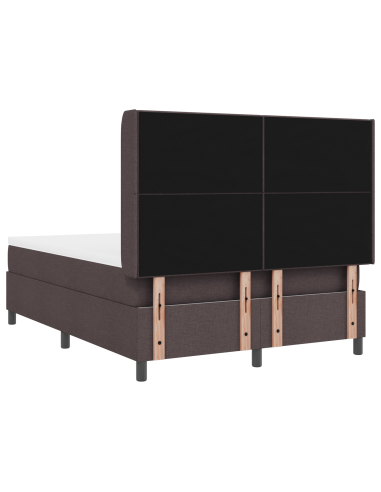 Letto a Sorgente LED Marrone Scuro 140 x 200 cm Tessuto