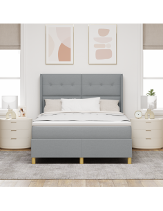 Letto a molle con materasso Grigio chiaro 140 x 200 cm Tessuto