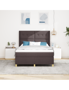 Letto a molle con materasso Marrone 140 x 200 cm Tessuto