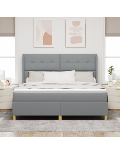 Letto a molle con materasso Grigio chiaro 140 x 200 cm Tessuto