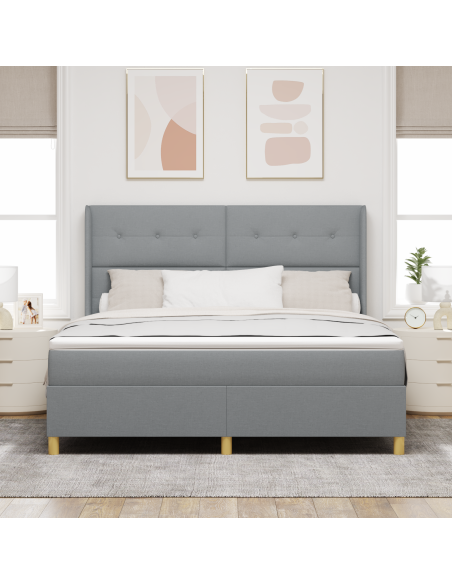 Letto a molle con materasso Grigio chiaro 140 x 200 cm Tessuto