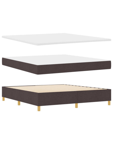 Letto Box Spring con Materasso e LED Marrone Scuro 180x200 cm Tessuto