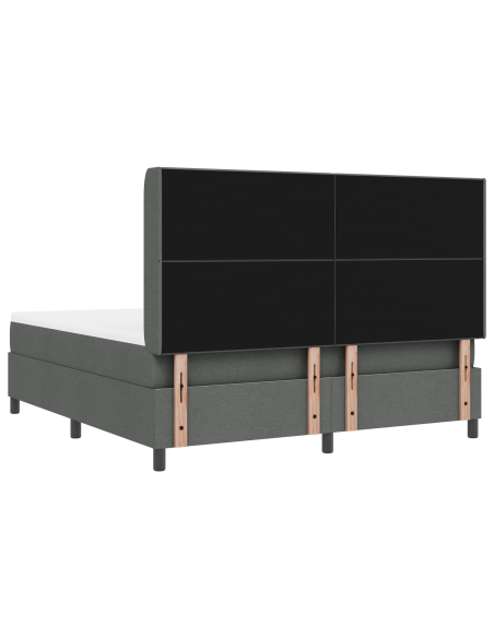 Letto Box Spring con Materasso & LED Grigio Scuro 180x200 cm in Tessuto