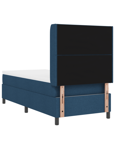 Letto a Box Spring con Materasso e LED Blu 90x200 cm in Tessuto