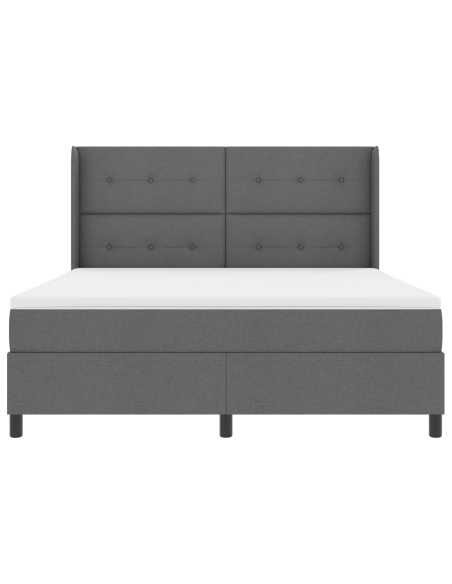 Letto Box Spring con Materasso & LED Grigio Scuro 180x200 cm in Tessuto