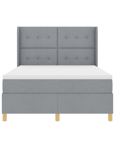 Letto a molle con materasso Grigio chiaro 140 x 190 cm Tessuto