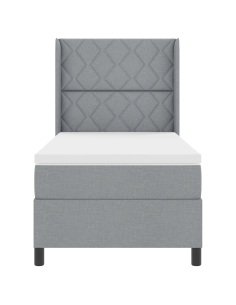 Letto a Sorgente LED Grigio chiaro 100 x 200 cm Tessuto