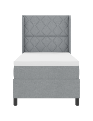 Letto a Sorgente LED Grigio chiaro 100 x 200 cm Tessuto