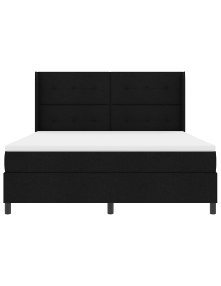 Letto Box Spring con materasso e LED Nero 180x200 cm Tessuto