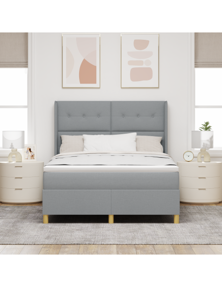 Letto a Box con Materasso e Luce LED Grigio Chiaro 140x190 cm Tessuto