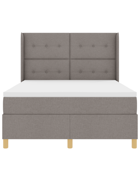 Letto Box Spring con Materasso e LED Taupe 140x190 cm Tessuto