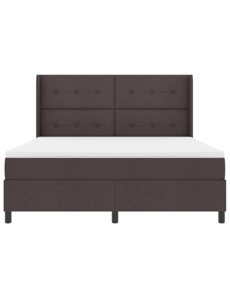 Letto con Box Spring e Materasso & LED Marrone Scuro 180x200 cm Tessuto