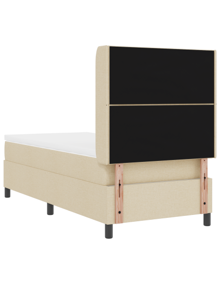 Letto Box Spring con Materasso e LED Crema 90x200 cm Tessuto