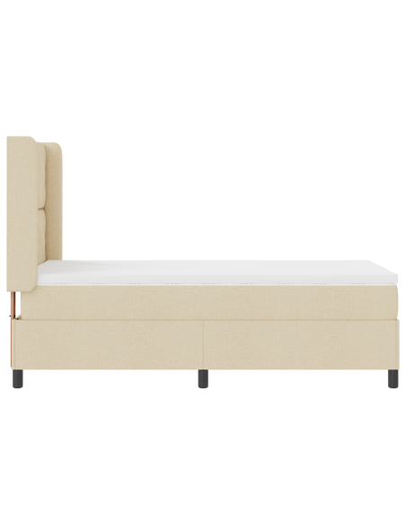 Letto Box Spring con Materasso e LED Crema 90x200 cm Tessuto