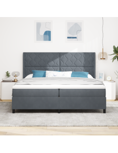 Letto a molle con materasso Grigio scuro 200 x 200 cm Velluto
