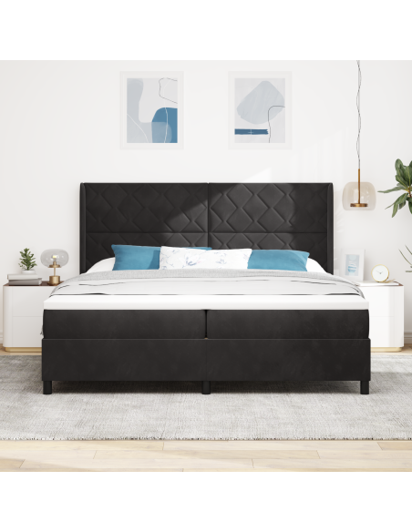 Letto Box Spring con Materasso e LED Nero 200x200 cm Velluto
