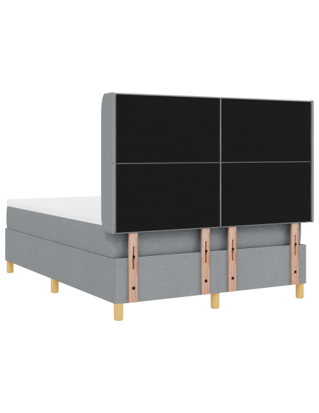 letto box spring  con materasso e luce LED grigio chiaro 140x200 cm in tessuto