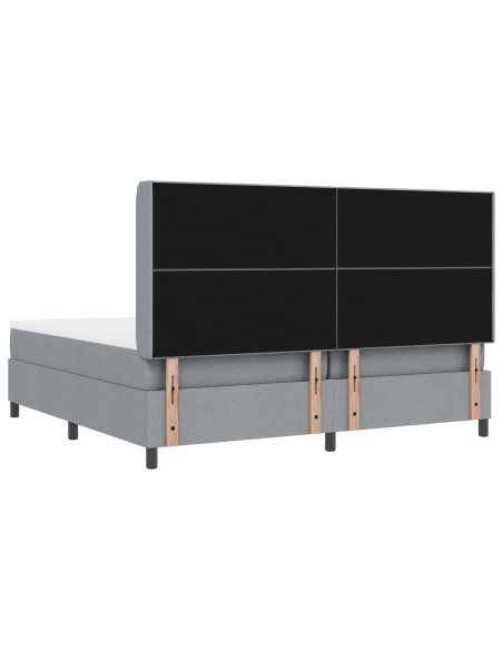 Letto Box Spring con Materasso e Luce LED Grigio 200x200 cm Tessuto