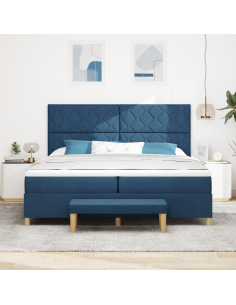 Letto a molle con materasso Blu 200 x 200 cm Tessuto