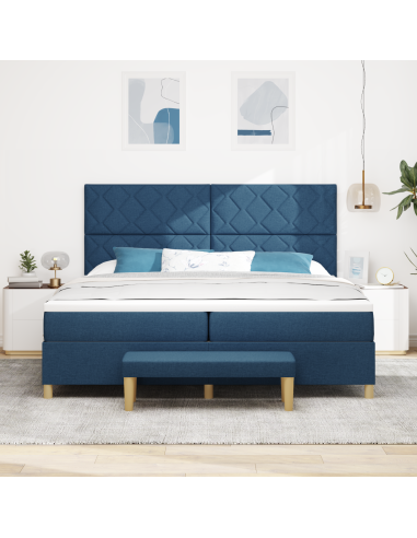 Letto a molle con materasso Blu 200 x 200 cm Tessuto