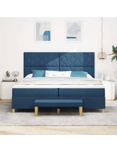 Letto a molle con materasso Blu 200 x 200 cm Tessuto