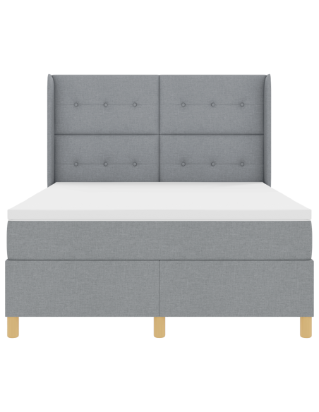 letto box spring  con materasso e luce LED grigio chiaro 140x200 cm in tessuto