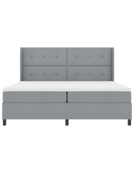 Letto Box Spring con Materasso e Luce LED Grigio 200x200 cm Tessuto