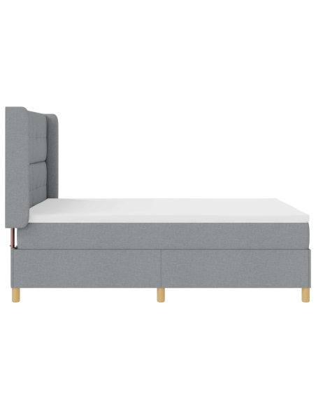 letto box spring  con materasso e luce LED grigio chiaro 140x200 cm in tessuto